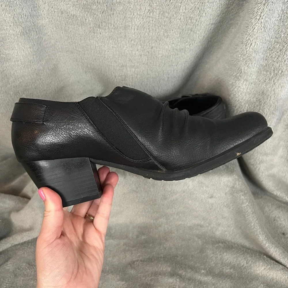 Kim Rogers Mazy Shootie Womens 10 Black Clog Shoes Leather‎ Ankle Boot